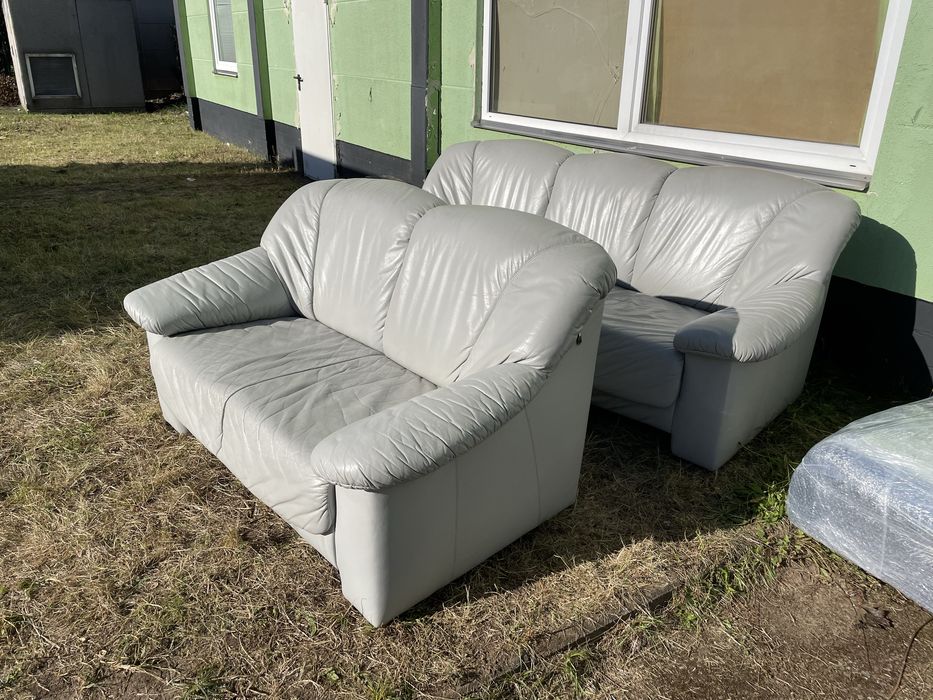 Шкіряний набір диванів двійка і трійка з Європи