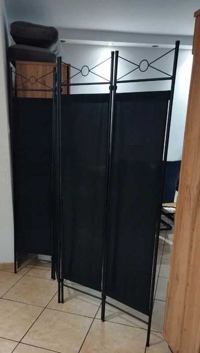 Parawan czarny 4-częściowy 180 cm - lekka ścianka do pokoju i biura