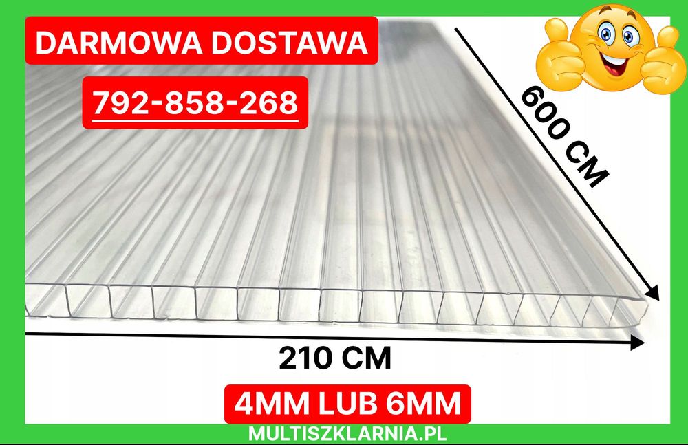 Poliwęglan komorowy 4-6 mm na szklarnie zadaszenia DOSTWA GRATIS