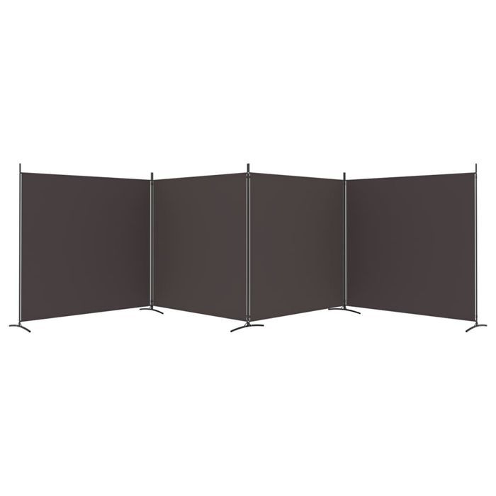vidaXL Parawan 4-panelowy, brązowy, 698x180 cm, tkanina