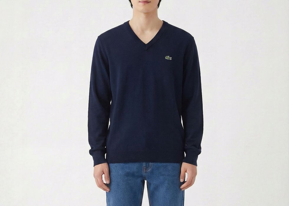 Lacoste Granatowy Wełniany Sweter Męski M