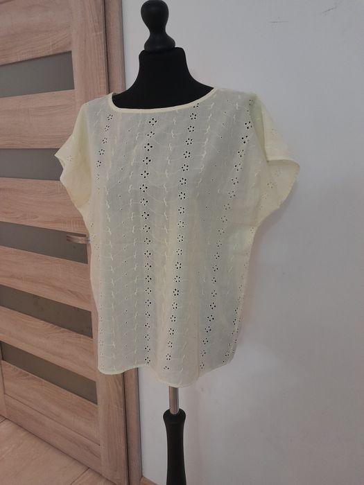 Żółta bluzka koszulka azurkowa L 40 XL 42 krótki rękaw