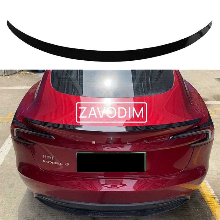 Спойлер TESLA Model 3 Highland 2024-26 Performance стиль чорний глянець