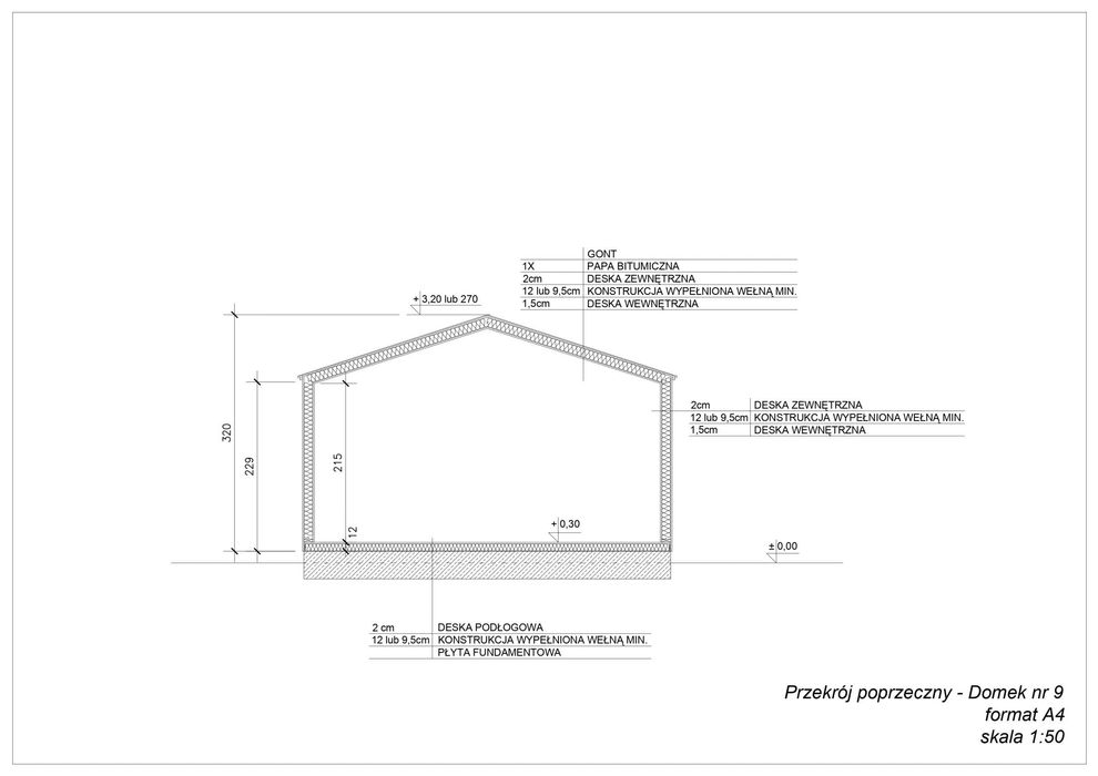 Domek letniskowy ogrodowy całoroczny 8,5x4 15mm