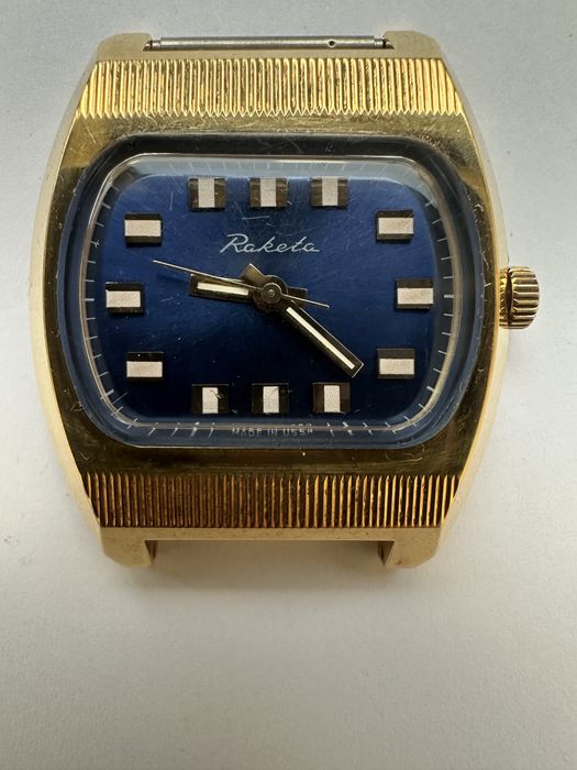 Zegarek rakieta mechaniczny pozłacany au 10 telewizorek vintage prl