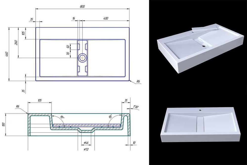 Уцінена Раковина, Умивальник, Luxor Milenium 80, Найнижча Ціна!