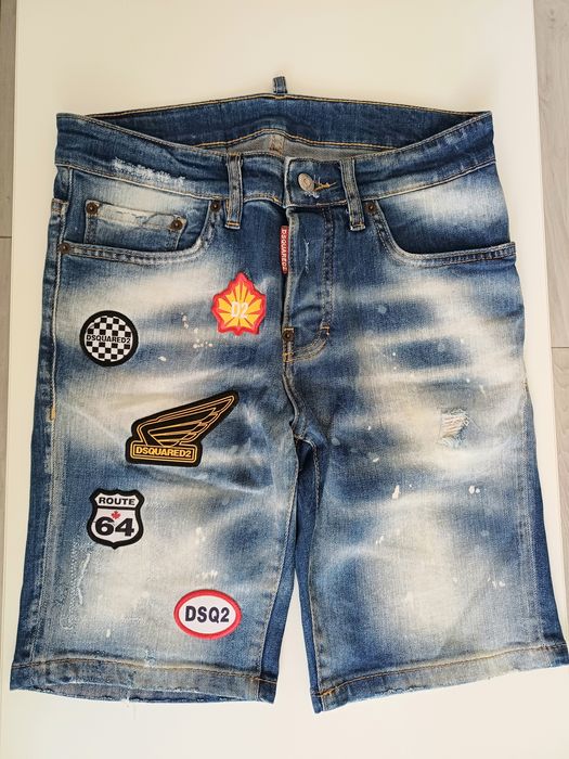 Spodenki krótkie szorty Dsquared2  r.S-164 jeansowe naszywki oryginalne Unikat!