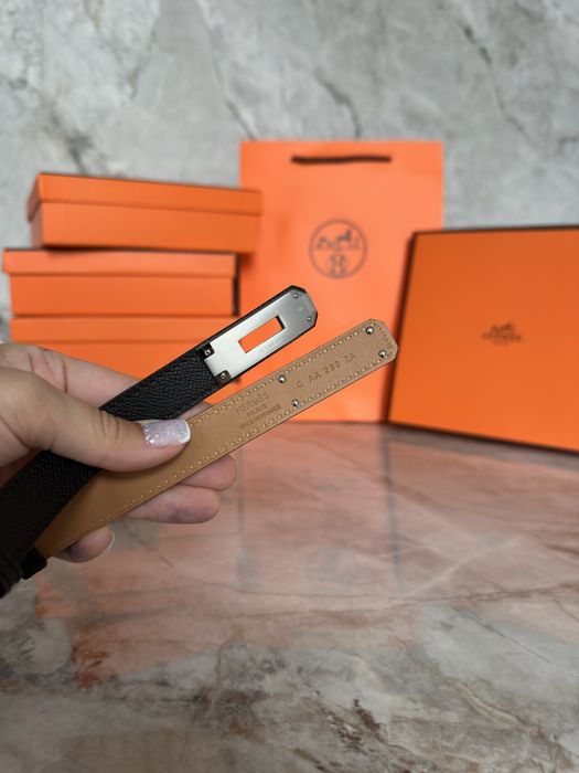 Ремінь Hermes Kelly натуральна шкіра чорний, Belt epsom, пояс ермес келлі, ремень эрмес келли натуральная кожа black