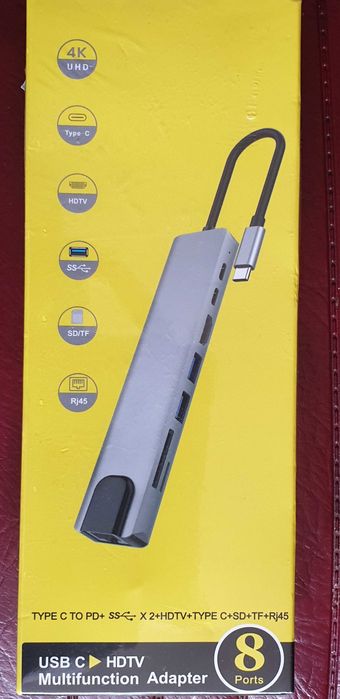 Хаб для планшета, смартфона, MacBook, PC с HDMI и LAN портами
