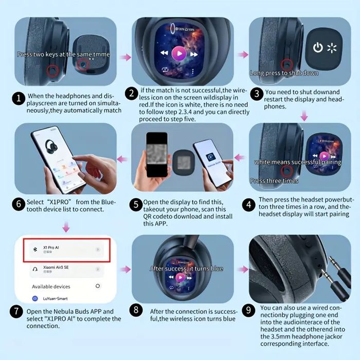 Headphones Hyundai com LCD