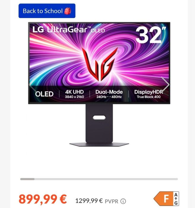 Monitor LG UltraGear 32GS95UV-B OLED 31.5" 4K UHD 16:9 240Hz