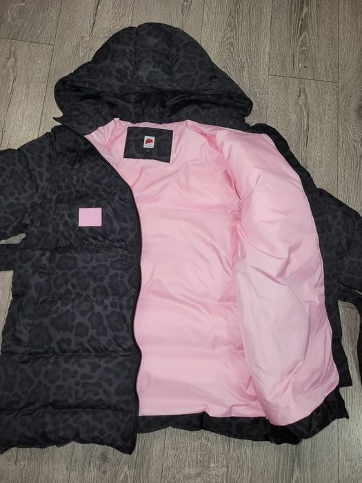 Зимний пуфер в принте леопард