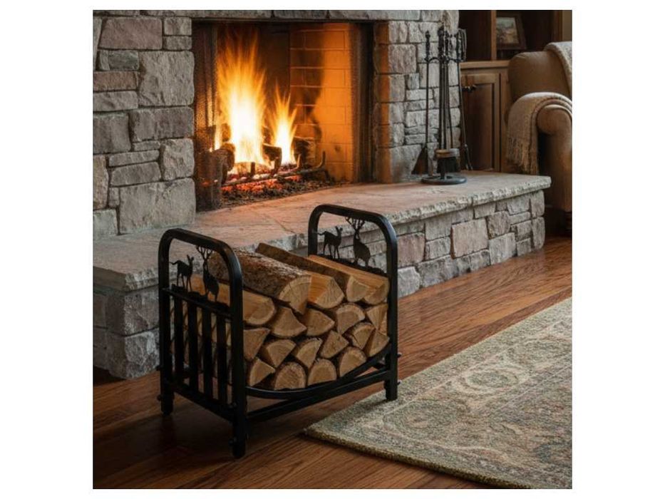 Kosz Na Drewno Kominka Kominkowe Stojak Metalowy Pojemnik Jeleni