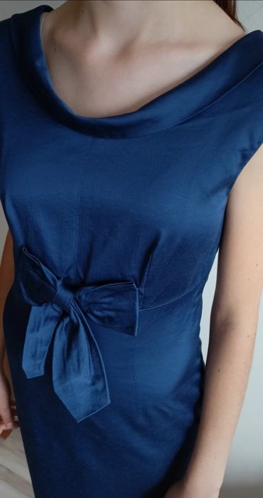 Wyjściowa, niebieska, letnia sukienka S Hera