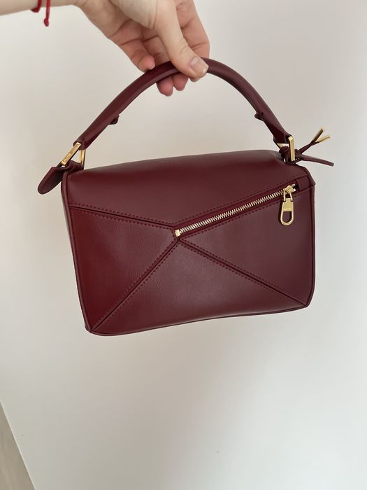 Bordowa torebka loewe puzzle skórzana