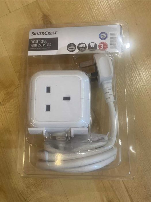 SilverCrest White Socket Cube з портами USB 1,5 м,