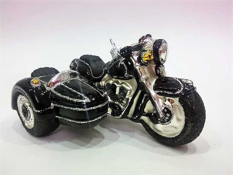 Motocykl z koszem - szklana bombka choinkowa 09S78.15 bombkizebra