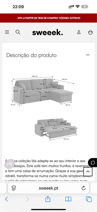 Sofa cama nova.