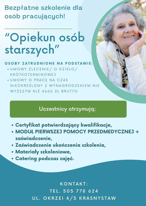 Darmowe szkolenie "Opiekun osób starszych i niepełnosprawnych"