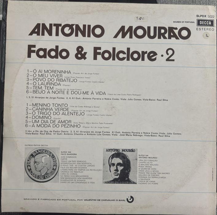 Vinil António Mourão – Fado & Folclore .2 (Decca)