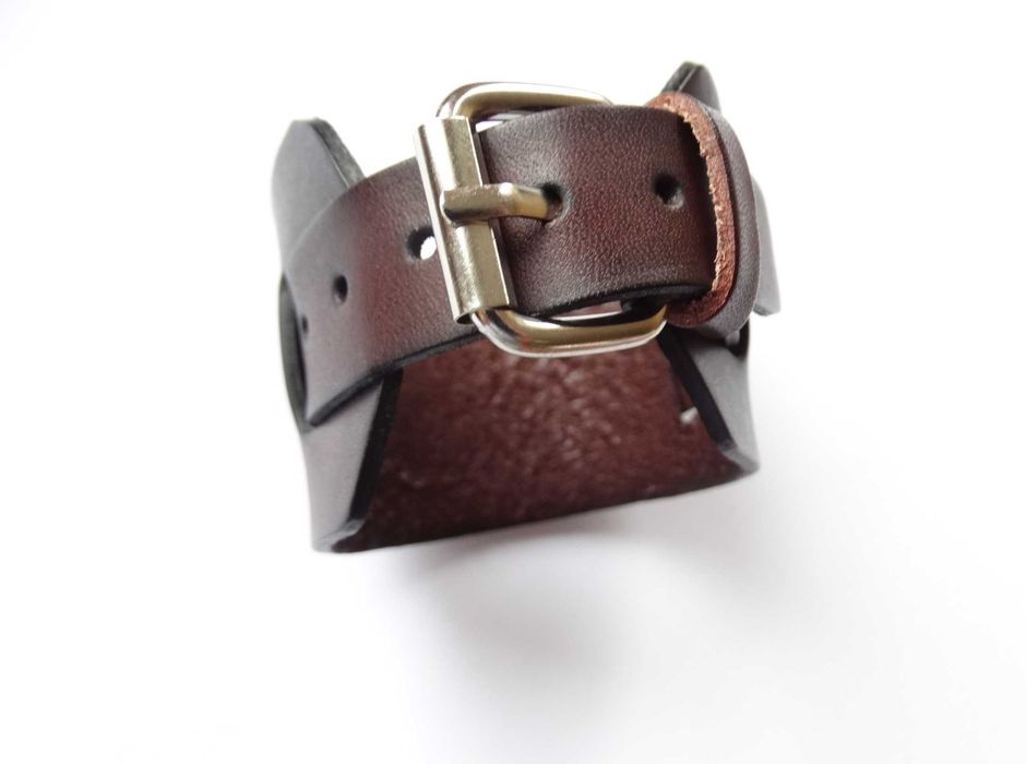 Skórzana bransoletka opaska na nadgarstek retro punk vintage męska