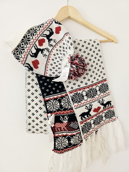 Komplet zimowy  czapka + szalik wzór skandynawski