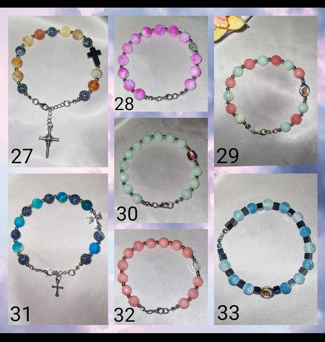 Bransoletka z kamieni naturalnych różaniec na rękę urodziny święta