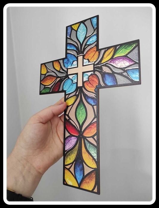 Drewniana dekoracja ścienna ozdoba religijna KRZYŻ