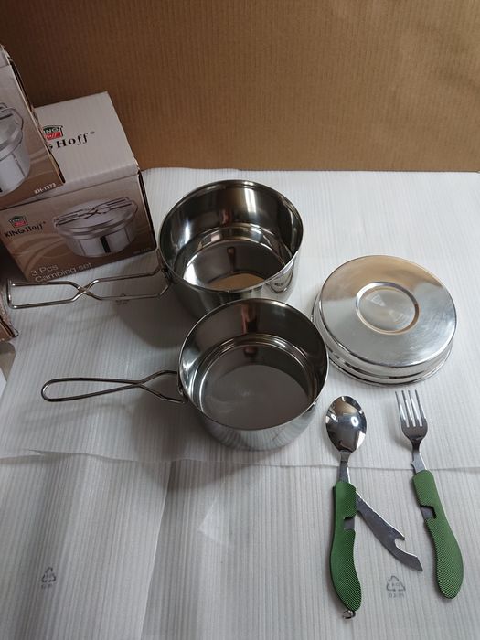 Zestaw Survival Menażka Harcerska Turystyczna Stalowa + niezbędnik 4w1