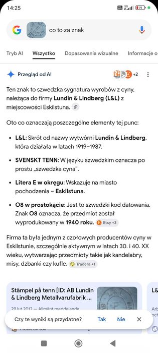 Sprzedam stary kufel cynowy.