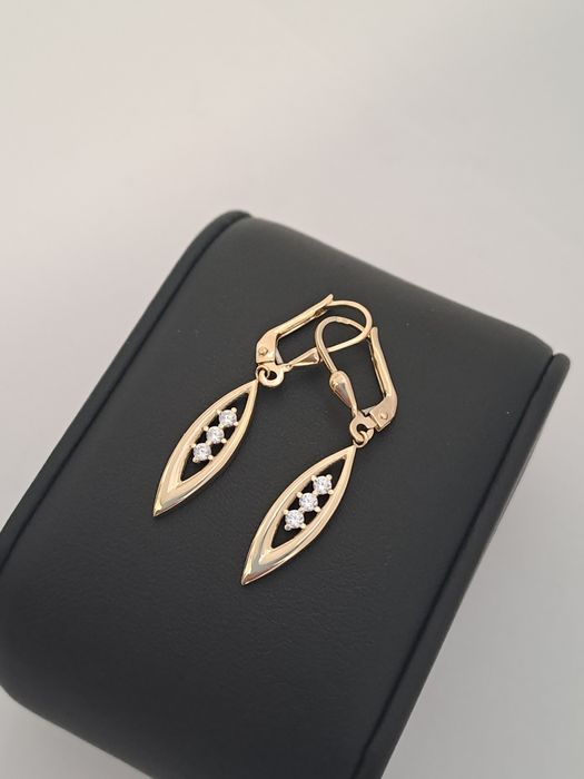 Złote kolczyki wiszące 585 Nowe