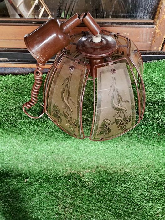 Lampa wisząca brązowa z PRL-u