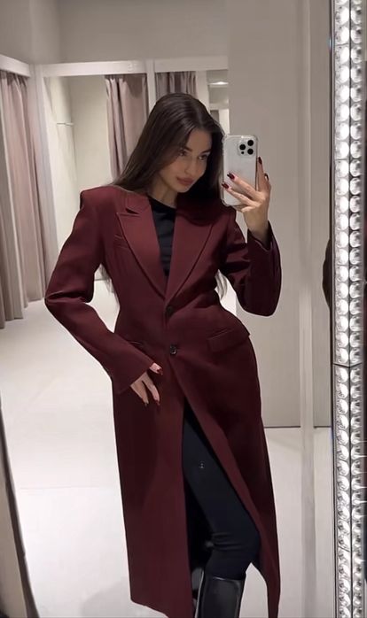 Продам або обміняюсь Пальто Zara в кольорі бургунді розмір М