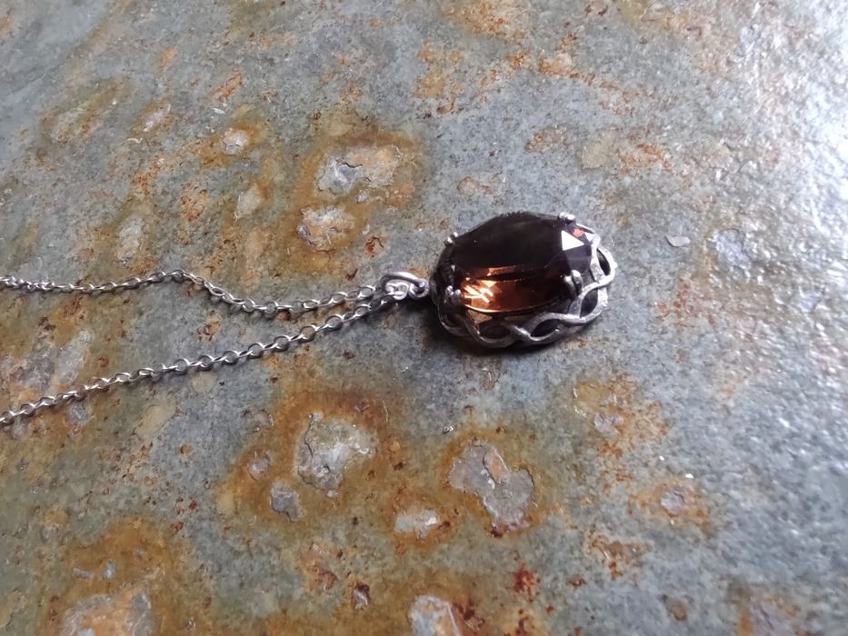 Серебряный винтажный кулон на цепочке