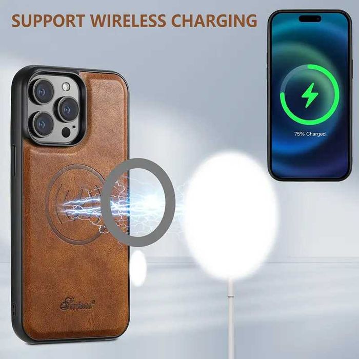 Capa de iPhone de Couro 2 Em 1 Magnetica e Carteira para Cartões