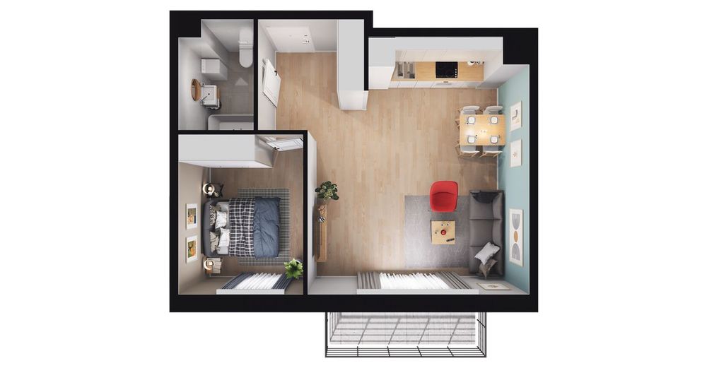 2-pokojowe mieszkanie 46m2 + balkon