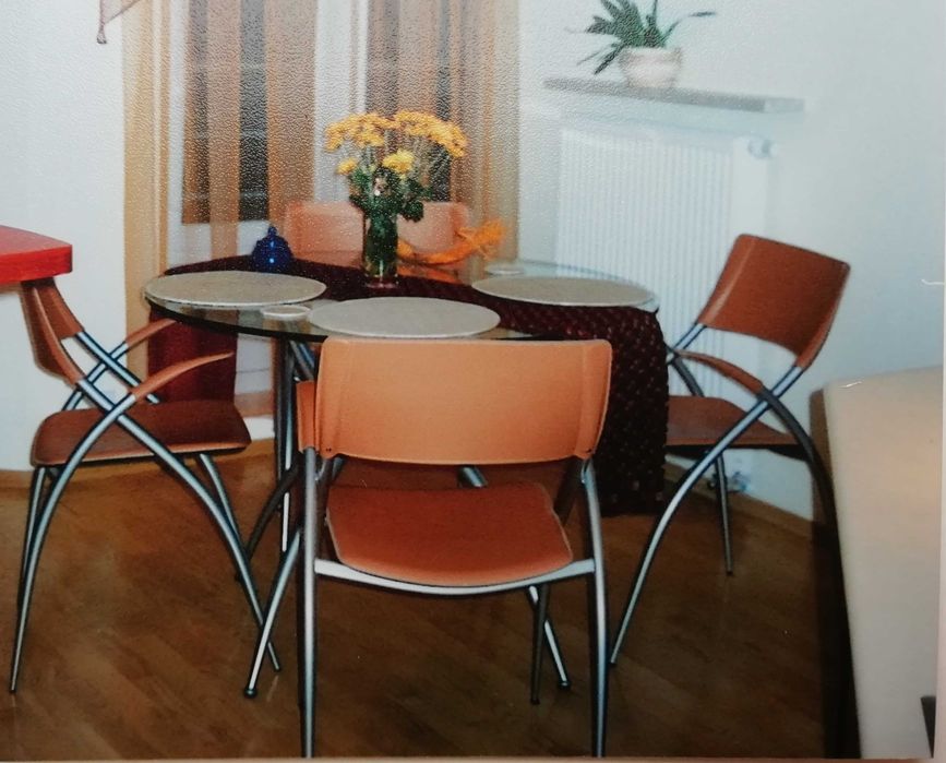 CALLIGARIS stół SZKLANY okrągły + 4x KRZESŁO "made in Italy"