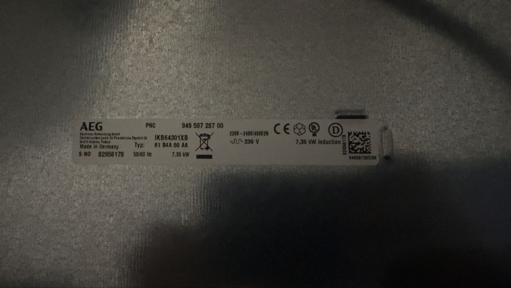 Placa Indução AEG avariada