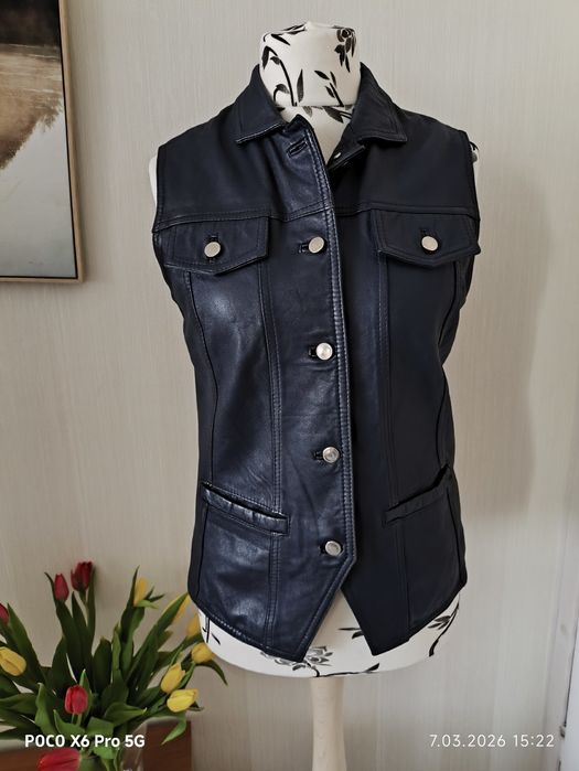 Bezrękawnik skórzany