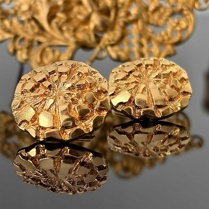 Złote spinki do mankietów pozłacane 24 karatowym złotem