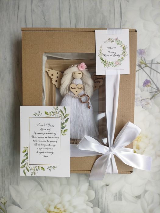 Pamiątka Pierwszej Komunii Świętej Anioł Stróż w ramce