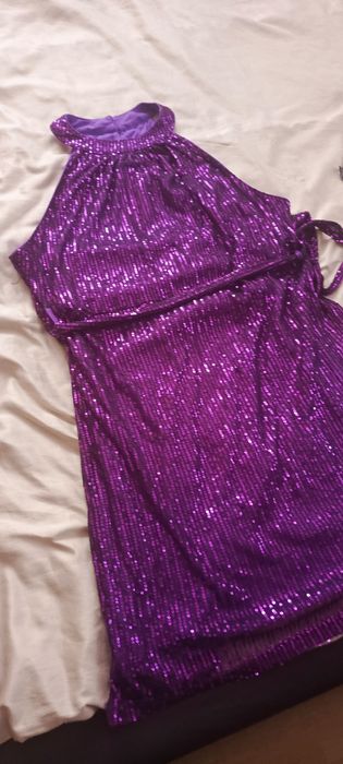 Sukienka błyszcząca 2XL fiolet