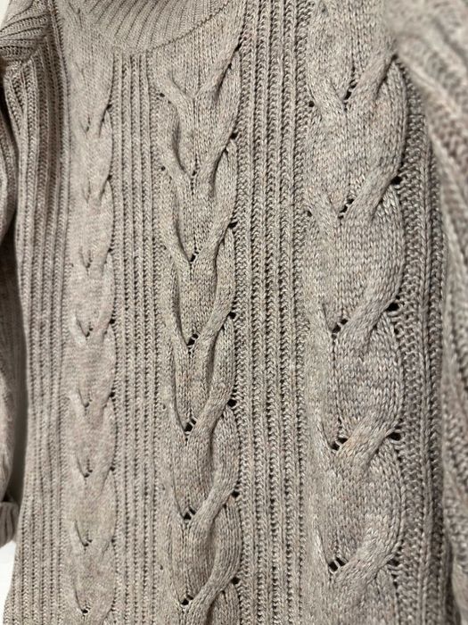 Sweter damski długi Reserved M golf warkocze szary sukienka sweterkowa