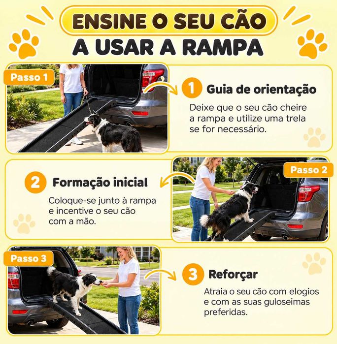 PORTES GRÁTIS - Rampa Dobrável para Cães 155 cm Antiderrapante para Carro e Camas Altas