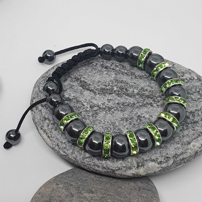 Bransoletka Hematyt cyrkonie -Peridot