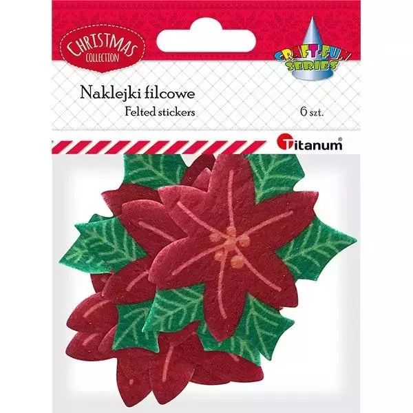 Naklejki Filcowe Poinsecja Czerwona 6Szt. Nowy Produkt