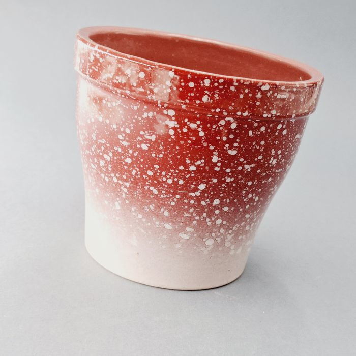 lata 70/80-te ceramiczna nakrapaina donica osłona pojemnik doniczka