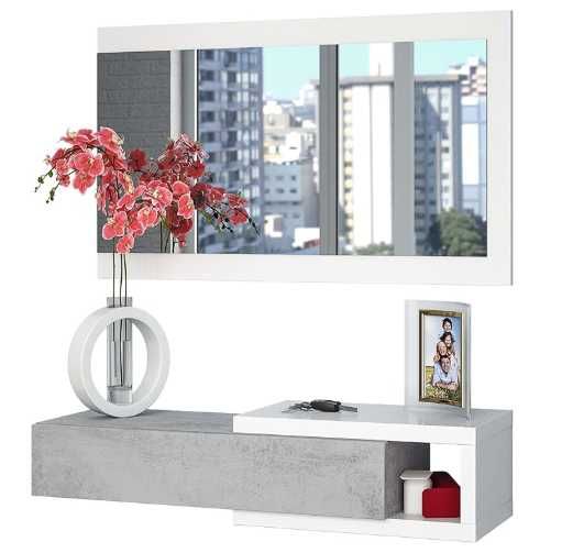 Movel de Entrada Branco e Cinza