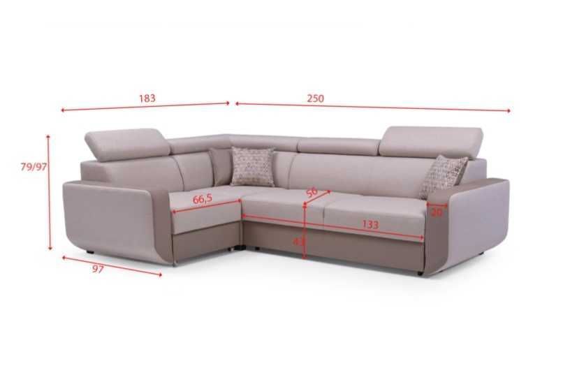 Duży narożnik ENZO z funkcją spania i pojemnikiem Dostawa