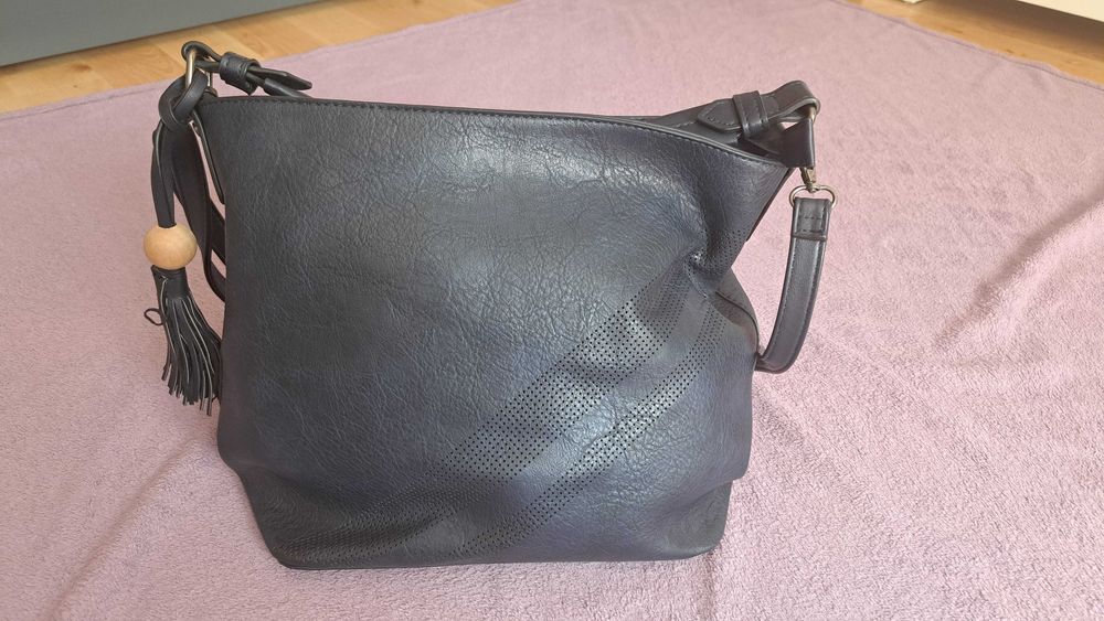 Torba na ramię shopper granatowa